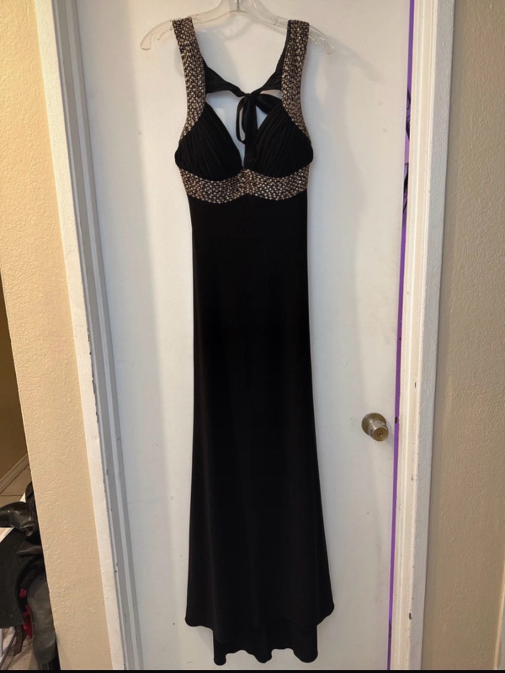 Night Way Collections Black Maxi Dress with Beaded Accents